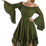 Green Lace Dress Long Sleeve - zootzu