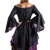 Black/Purple Lace Dress Long Sleeve - zootzu