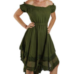 'Lace' Medieval Dress Short Sleeves - Green - zootzu