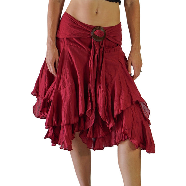 'Willow' Gypsy Pirate Skirt - Maroon - zootzu