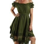 'Lace' Medieval Dress Short Sleeves - Green - zootzu