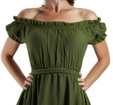 'Lace' Medieval Dress Short Sleeves - Green - zootzu