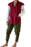 'Lace Front Vest', Medieval Renaissance Costume - Burgundy Red - zootzu