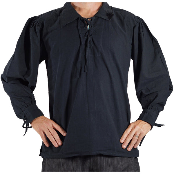 'Merchant' Renaissance Shirt - Black - zootzu