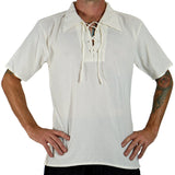 'Merchant' Renaissance Shirt, Short Sleeves - Cream/Off White - zootzu