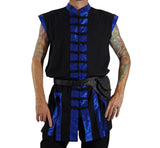 Long Pirate Vest, Silk Trim - Blue - zootzu