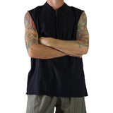 'Rogue' Medieval Sleeveless Shirt - Black - zootzu