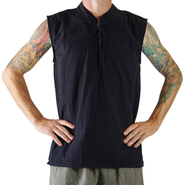 'Rogue' Medieval Sleeveless Shirt - Black - zootzu