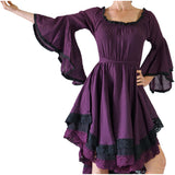 Purple/Black Lace Dress Long Sleeve - zootzu