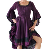 Purple/Black Lace Dress Long Sleeve - zootzu