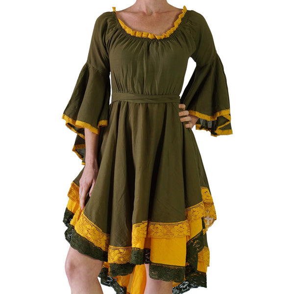 Green/Yellow Lace Dress Pirate Long Sleeve - zootzu