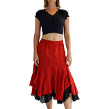 'Two Layer' Gypsy Renaissance Skirt - Red/Black - zootzu