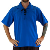 'Merchant' Renaissance Shirt, Short Sleeves - Royal Blue - zootzu