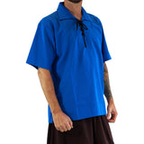 'Merchant' Renaissance Shirt, Short Sleeves - Royal Blue - zootzu