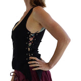 'Long Petal Vest' Viking Bodice - Black - zootzu