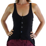 'Long Petal Vest' Viking Bodice - Black - zootzu