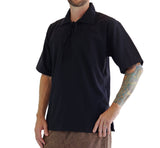 'Merchant' Renaissance Shirt, Short Sleeves - Black - zootzu