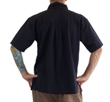 'Merchant' Renaissance Shirt, Short Sleeves - Black - zootzu