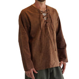 'Round collar' Medieval, Viking Shirt -  Stone Brown - zootzu