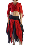 'Wrap Around Crop Top' Gypsy Pirate Shirt - Red - zootzu