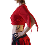 'Wrap Around Crop Top' Gypsy Pirate Shirt - Red - zootzu