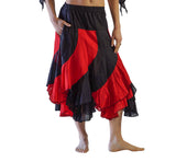 'Two Layer' Alternating Panel Skirt - Black/Red - zootzu