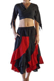 'Two Layer' Alternating Panel Skirt - Black/Red - zootzu