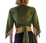 'Wrap Around Crop Top' Gypsy Pirate Shirt - Green - zootzu