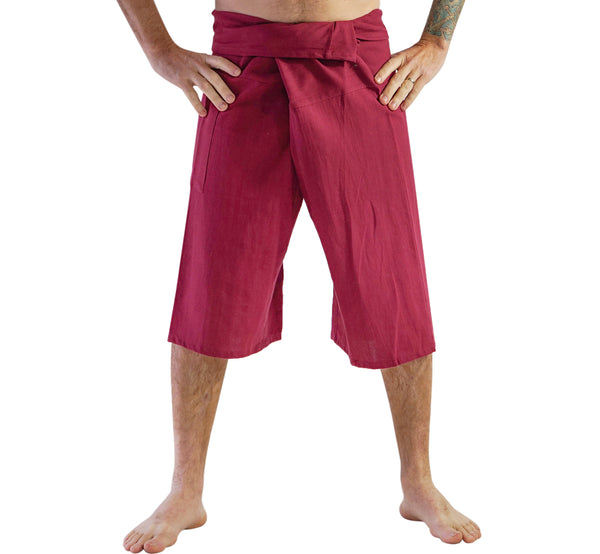 Short Thai Fisherman Pants -  Burgundy Red - zootzu