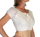 'Peasant Crop Top' Belly Showing Blouse - Cream - zootzu