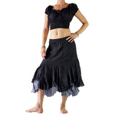 'Two Layer' Gypsy Renaissance Skirt - Black/Gray - zootzu