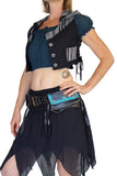 'Lill' - Boho Leather Utility Belt -  Black/Teal - zootzu