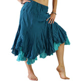 'Two Layer' Gypsy Renaissance Skirt - Teal - zootzu