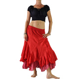 'Two Layer' Gypsy Renaissance Fairy Skirt - Red - zootzu