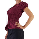 'SS Peasant Blouse, Chemise' - Maroon - zootzu