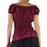 'SS Peasant Blouse, Chemise' - Maroon - zootzu