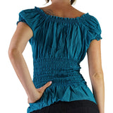 'SS Peasant Blouse, Chemise' - Teal - zootzu