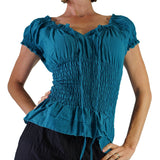 'SS Peasant Blouse, Chemise' - Teal - zootzu