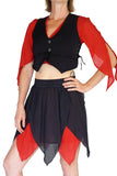 'Wrap Around Crop Top' Gypsy Pirate Shirt - Red - zootzu