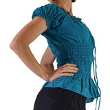 'SS Peasant Blouse, Chemise' - Teal - zootzu