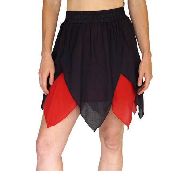 'Floating Petal Skirt' Fairy, Gyspy Clothing, Belly Dancer - Black/Red - zootzu