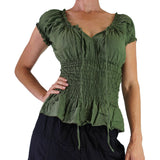 'SS Peasant Blouse, Chemise' - Fern Green - zootzu