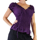 'SS Peasant Blouse, Chemise' - Purple - zootzu