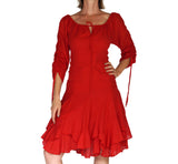 'Bonny Dress' Womens Renaissance Gypsy Gown Pirate Costume - Red - zootzu