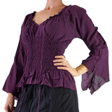 'Peasant Blouse' Long Sleeves - Purple - zootzu