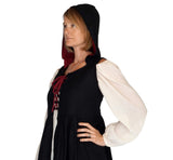 'Womens Duster' Medieval, Viking, Renaissance Bodice - Black/Red - zootzu