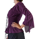 'Peasant Blouse' Long Sleeves - Purple - zootzu