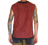 'Freebooter' Medieval Renaissance Festival Sleeveless Shirt - Rust Brown/Stone Gray - zootzu