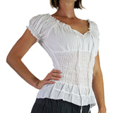 'SS Peasant Blouse, Chemise' - White - zootzu