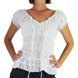 'SS Peasant Blouse, Chemise' - White - zootzu